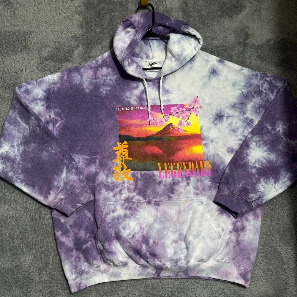 Popular Poison Legendary Mt. Fuji Tie-Dye Hoodie Purple White 2XL Japan Streetwe - Picture 1 of 9